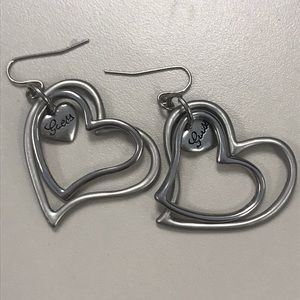 Guess Triple Heart Silver Earrings
